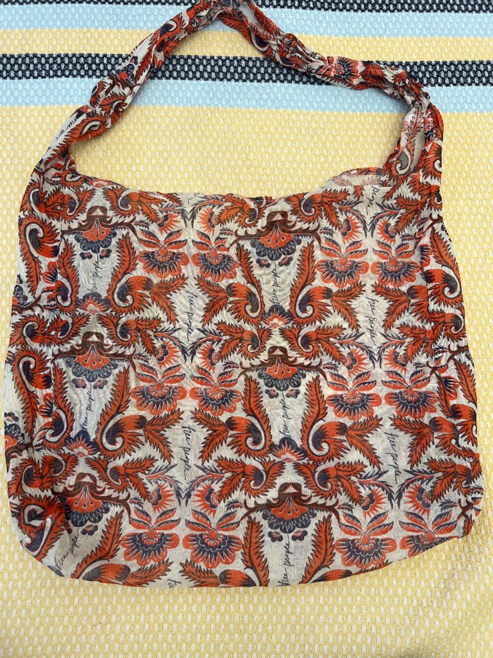 Free People Boho Paisley Floral Print Lightweight Cloth Tote Bag